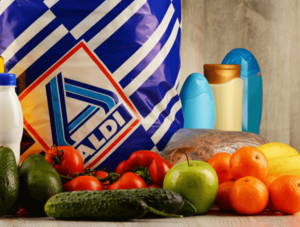 Aldi-T&uuml;te mit Lebensmittel