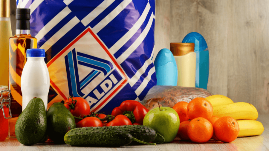 Aldi-T&uuml;te mit Lebensmittel