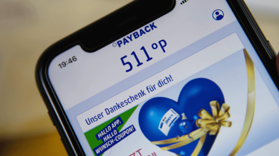 Punkte des Treuesystems Payback auf einem Smartphone