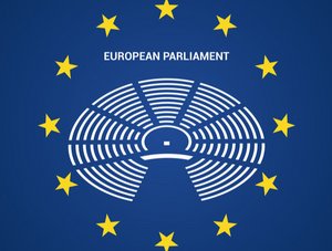 Europäisches Parlament in Flagge der EU