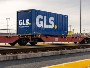 GLS Container auf Zug