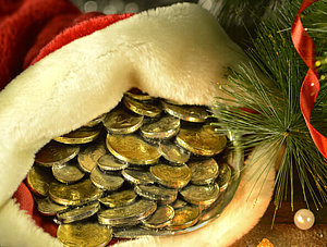 Weihnachtsm&uuml;tze mit Geld