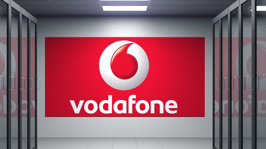 Vodafone-Logo an Wand