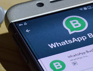 WhatsApp Business Logo auf einem Smartphone