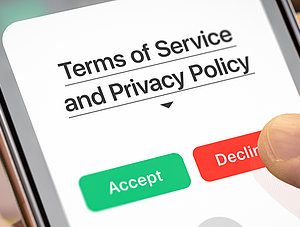 Akzeptanz der Datenschutzbestimmungen auf Smartphone