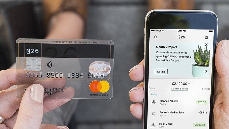 N26-Kreditkarte und Smartphone-App