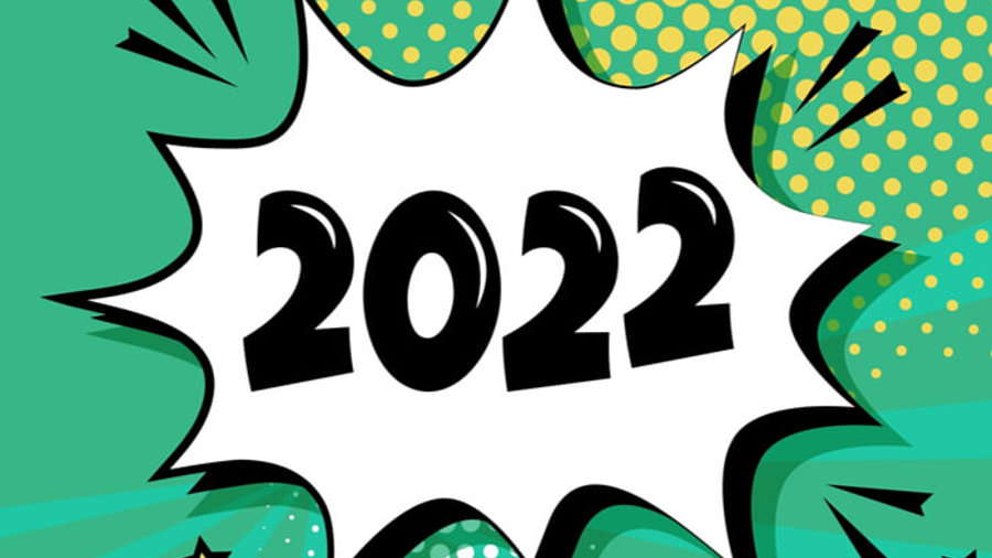 2022 in einer Sprechblase