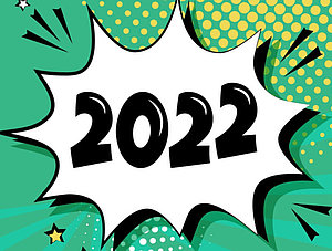 2022 in einer Sprechblase