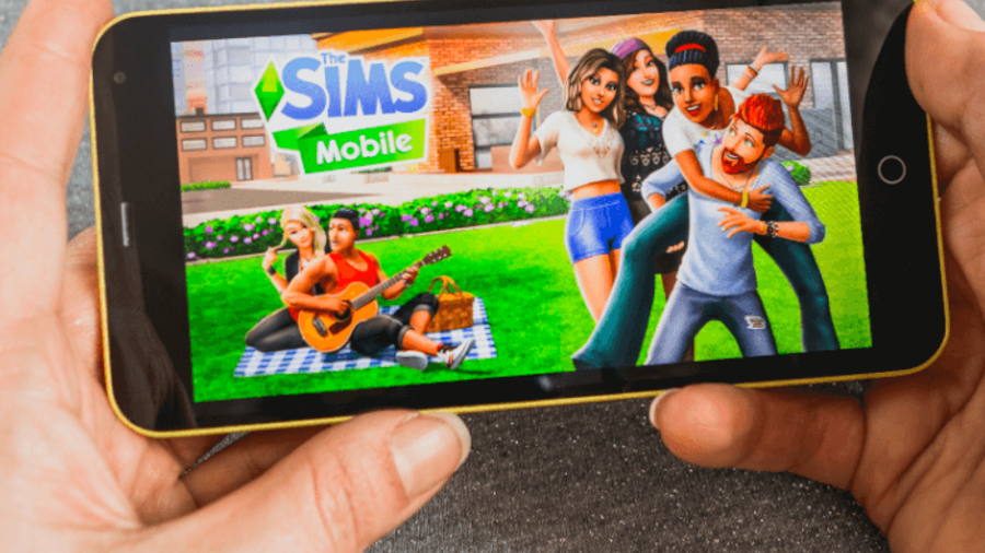 Videospiel „Die Sims“ auf einem Smartphone