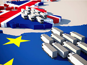 Brexit wartende Lkw Grenze