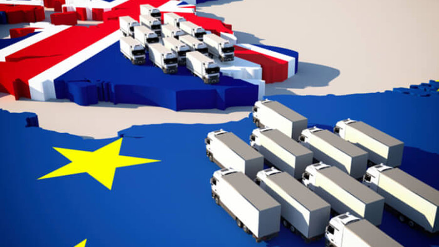 Brexit wartende Lkw Grenze