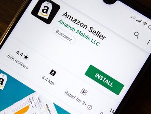 Amazon Seller App in einem App-Store auf dem Smartphone.