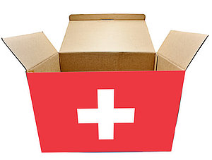 Paket mit Schweiz-Flagge