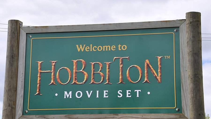 Dreharbeiten-Schild Hobbiton