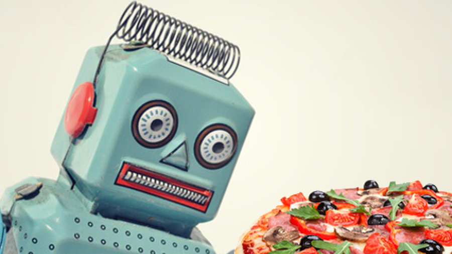 Roboter und Pizza