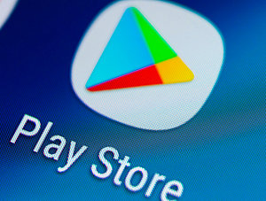 Google PlayStore Logo auf Smartphone-Display