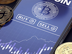 Bitcoin-Handel auf einem Smartphone