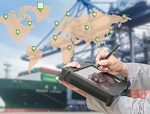 Karte Globaler Logistik Partnerschaften auf Logistic Import Hintergrund