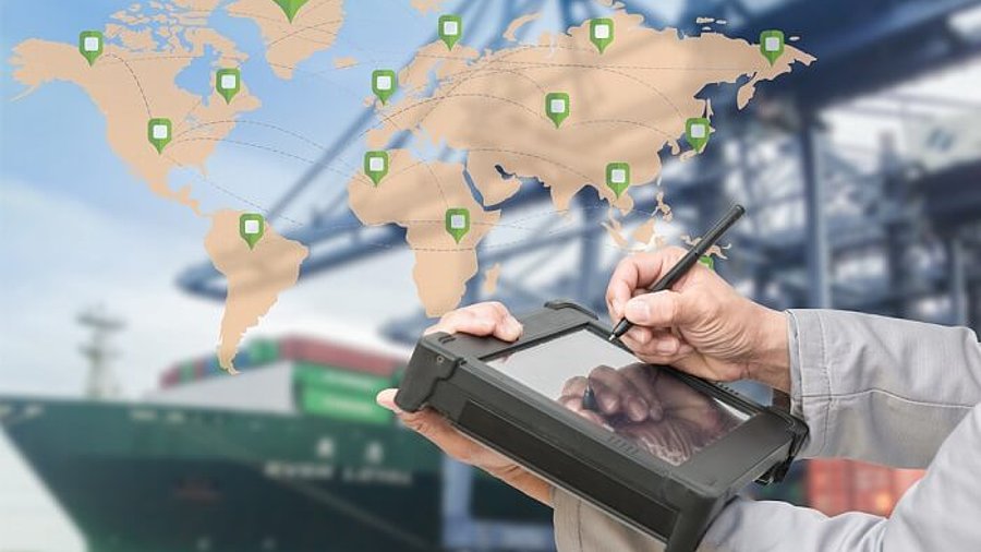 Karte Globaler Logistik Partnerschaften auf Logistic Import Hintergrund