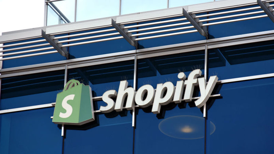 Shopify-Logo an Geb&auml;ude