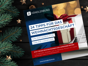 H&auml;ndlerbund Weihnachtsguide auf weihnachtlichem Hintergrund