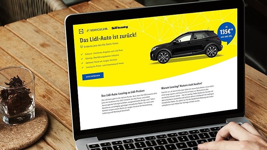 Lidl-Auto Aktion auf Laptop