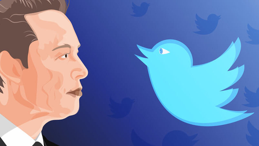 Elon Musk und Twitter-Vogel