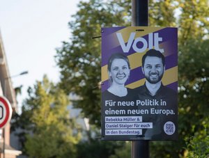 Volt-Wahlplakat zur Bundestagswahl