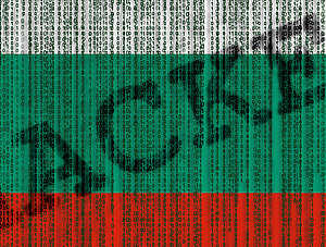 bulgarische Flagge mit Hacked-Schrift