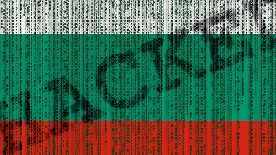 bulgarische Flagge mit Hacked-Schrift