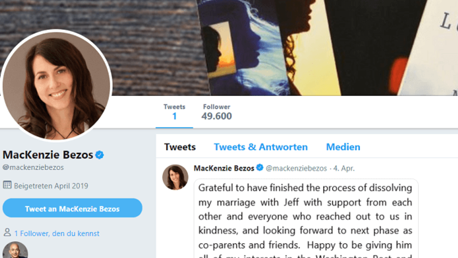 Twitteraccount MacKenzie Bezos