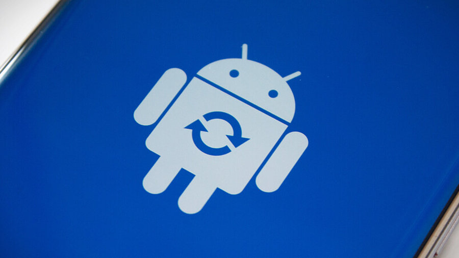 Android-Logo auf einem Smartphone