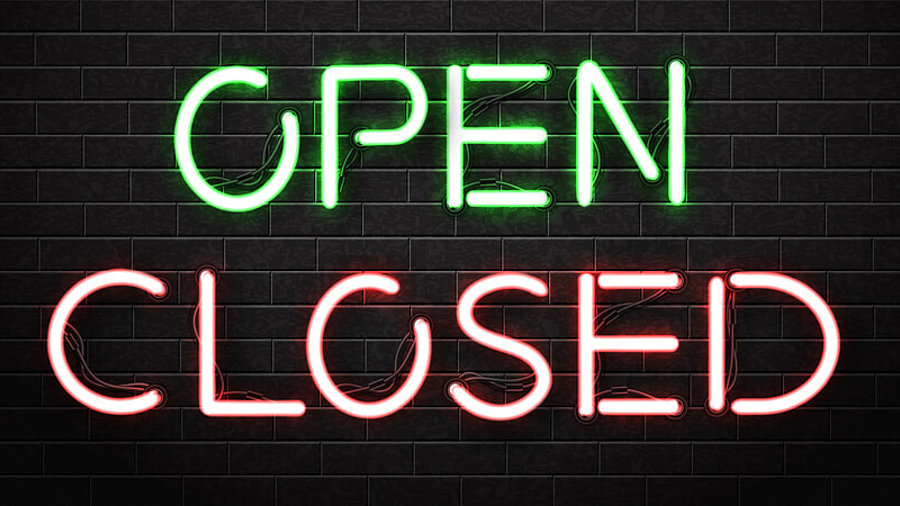 Neonschild open closed