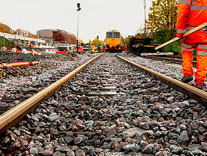 Bauarbeiten an Bahnschienen