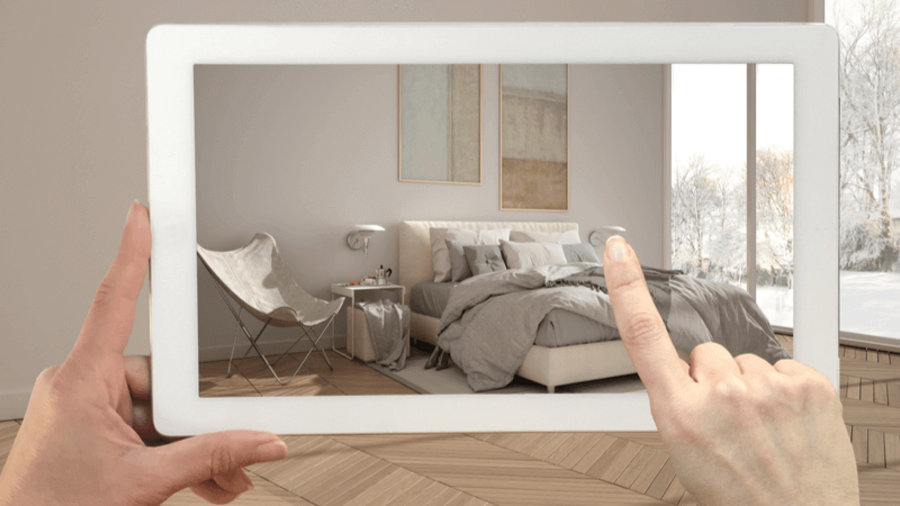 CGI Augmented Reality Tablet Schlafzimmer