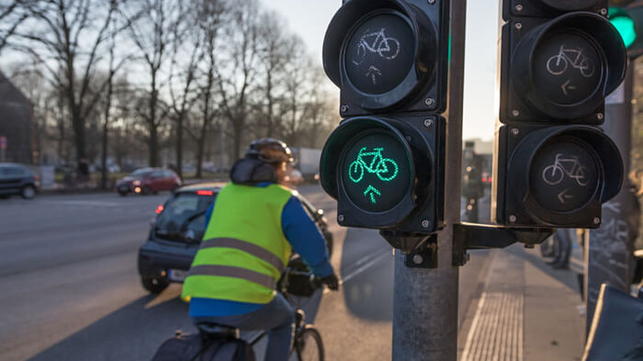 Fahrradampel grün Kreuzung