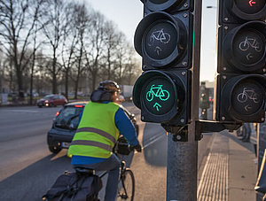 Fahrradampel grün Kreuzung