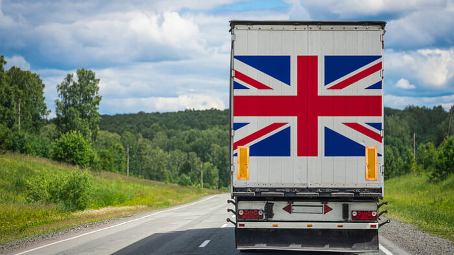 Lkw mit UK Flagge