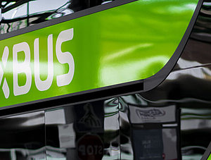 Flixbus-Bus in Nahaufnahme