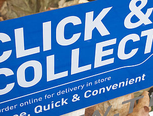 Click &amp; Collect Schild am Laden