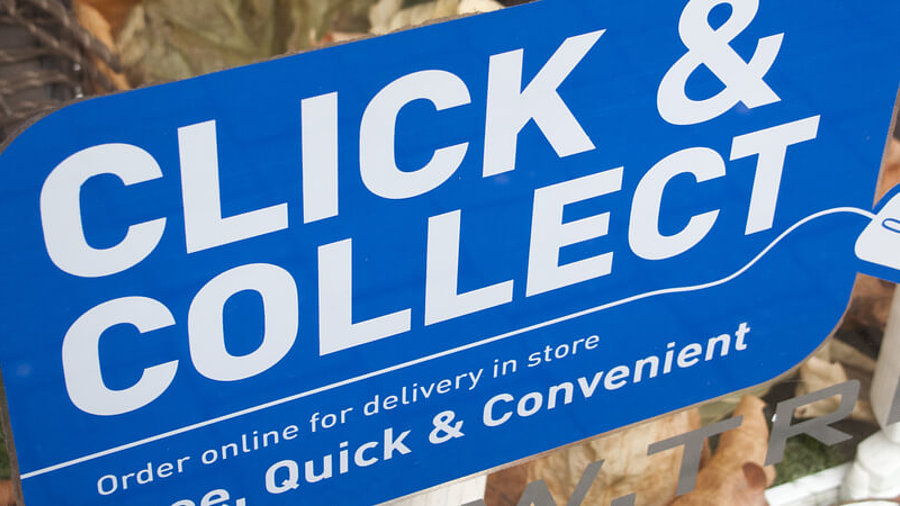 Click &amp; Collect Schild am Laden