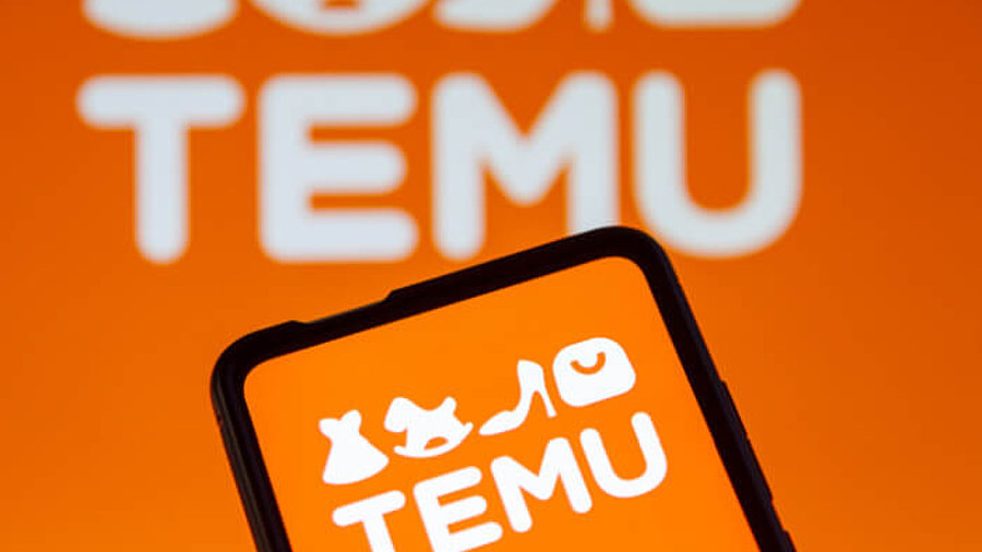 Logo des Marktplatzes Temu in den Farben Orange und Weiß