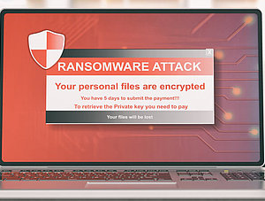 Mit Ransomware verschl&uuml;sselter Laptop