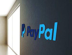 PayPal-Logo an einer Wand