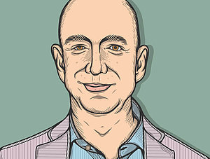 Jeff Bezos im Comic-Stil