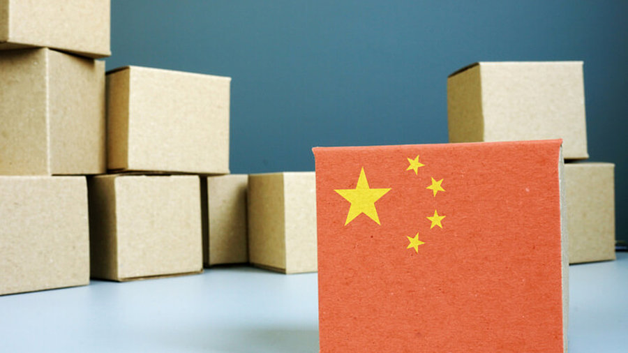 Paket mit Chinaflagge