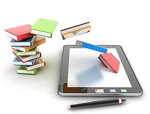 Bücher und E-Book-Reade