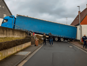 Verkeilter Lkw