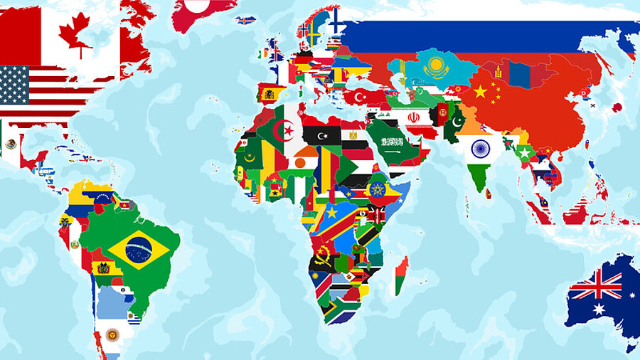 Weltkarte mit Flaggen