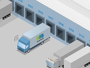 Grafik, autonom fahrender Lkw AutoTruck 